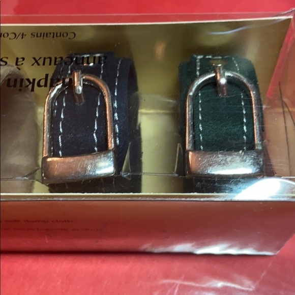 Pier 1 Novelty Suede Red, Blue, Green & Tan Watch Band Napkin Ring Holders - Picture 5 of 6